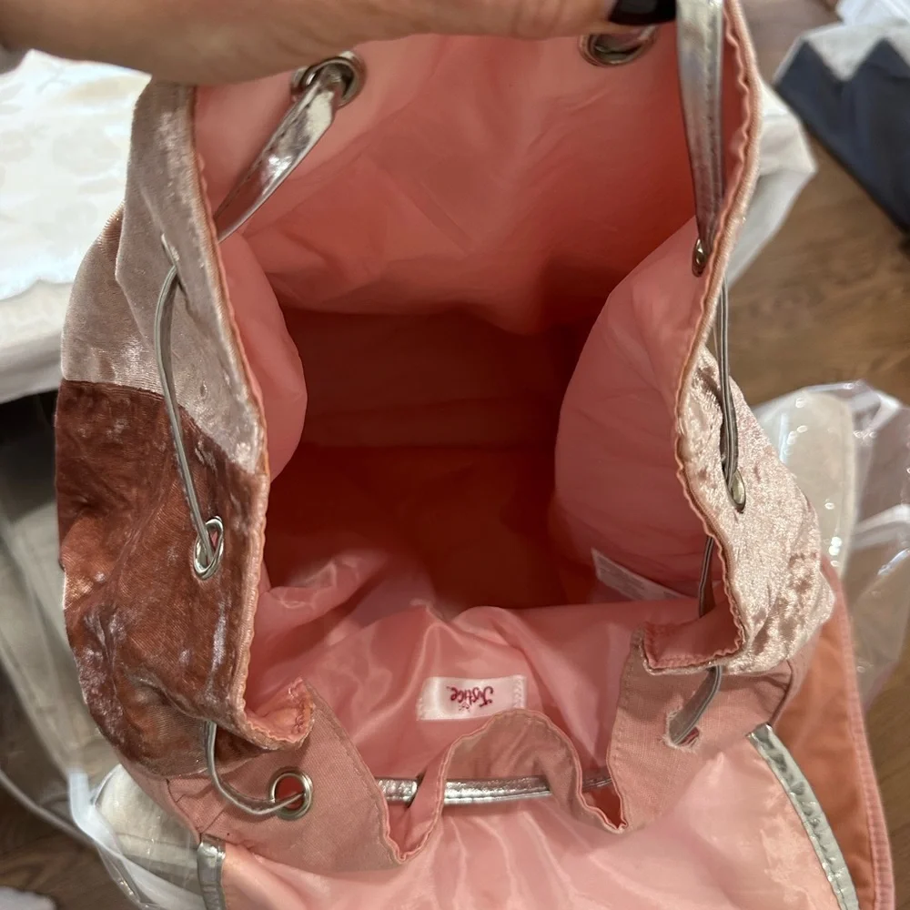 Justice Pink Velvet Backpack and pouch Set